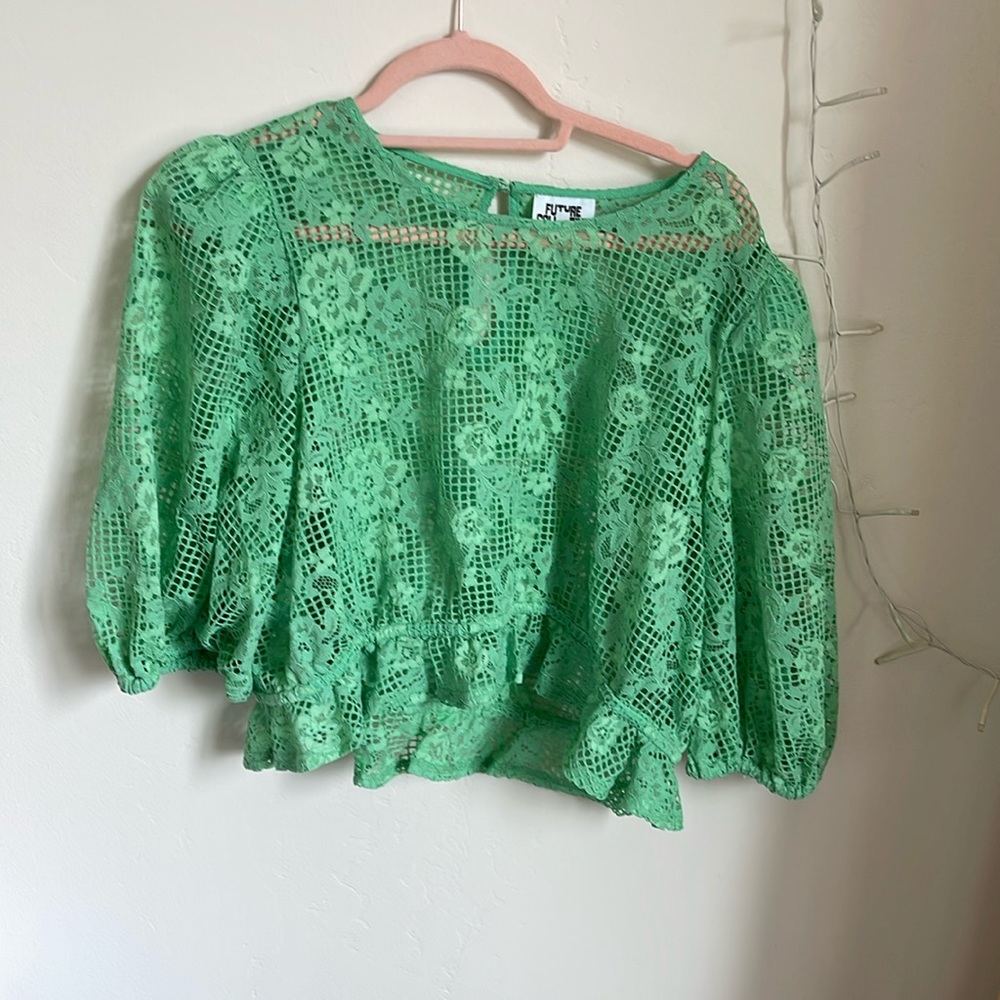 Future collective brand for target, mesh, floral, cropped blouse,size xl
